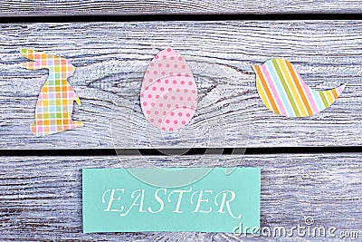 Easter paper decorations, top view. Stock Photo