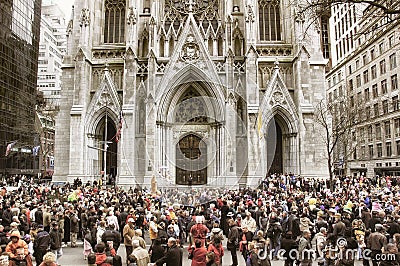 The Easter Parade in front of St. Patrick`s Cathedral on 5th avenue in New York City Editorial Stock Photo