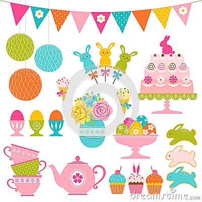 Easter party set Vector Illustration