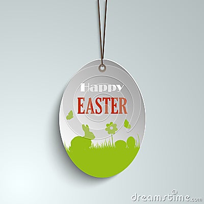 Easter pendulous label with bunny Vector Illustration