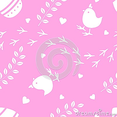 Easter pink seamless pattern retro vintage design party holiday celebration wallpaper and greeting colorful fabric Vector Illustration