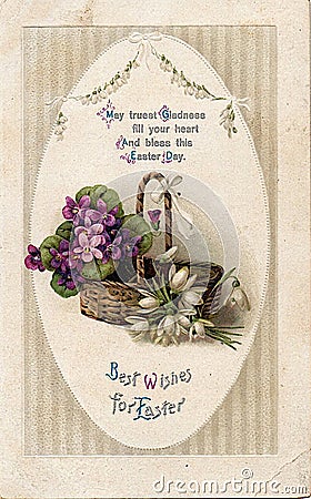 Original Victorian Easter Postcard Post Card Stock Photo