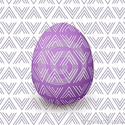 Easter purple egg. Decorated festive egg with simple abstract decoration. isolated. Stock Photo