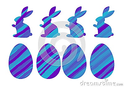 Easter rabbit and eggs set for stickers and kids and cards and posters and postcard and magazines and sales Stock Photo