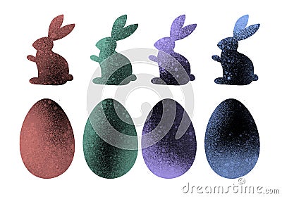 Easter rabbit and eggs set for stickers and kids and cards and posters and postcard and magazines and sales Stock Photo