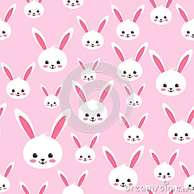 Easter rabbit seamless pattern on pink background Vector Illustration