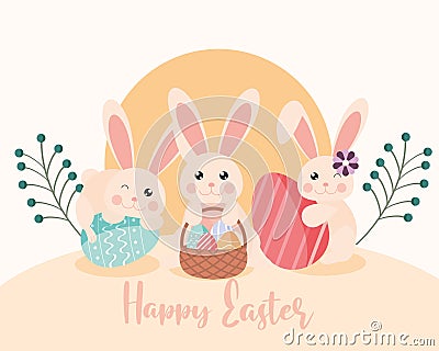 easter rabbits egg Vector Illustration