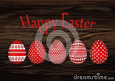 Easter red eggs with a pattern. Greeting card for the holiday. F Stock Photo