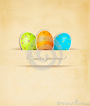 Easter retro background with eggs. Vector Illustration