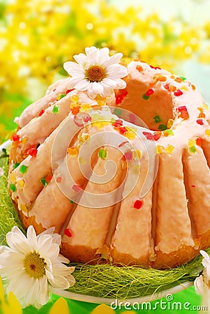 Easter ring cake with glaze Stock Photo