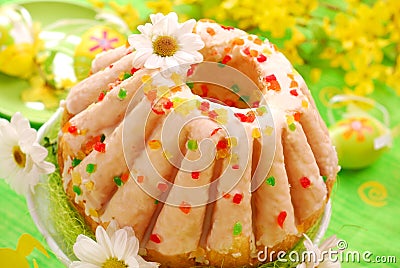 Easter ring cake with glaze Stock Photo