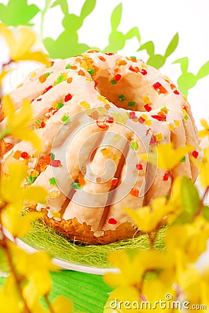 Easter ring cake with glaze Stock Photo