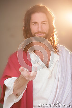 Easter Risen w Hand & Gentle Smile Stock Photo