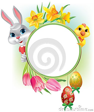 Easter round frame Vector Illustration