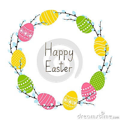 Easter round frame Vector Illustration