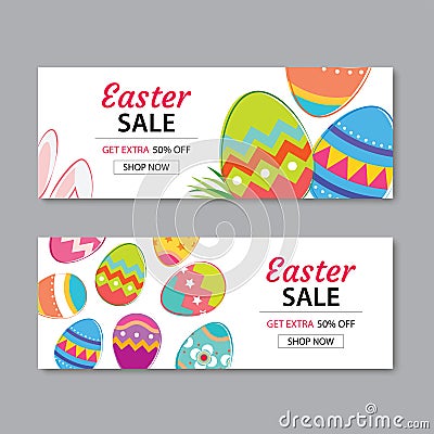 Easter Sale Banner Template Background.Can be used for voucher, Vector Illustration
