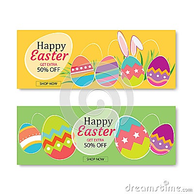 Easter Sale Banner Template Background.Can be used for voucher, Vector Illustration