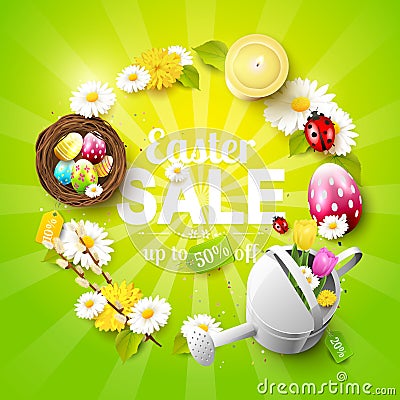 Easter sale flyer Vector Illustration