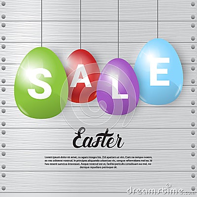 Easter Sale Shopping Special Offer Decorated Colorful Egg Holiday Banner Vector Illustration