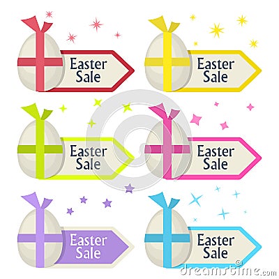 Easter sale sign.Egg and arrow pointer. Vector Illustration