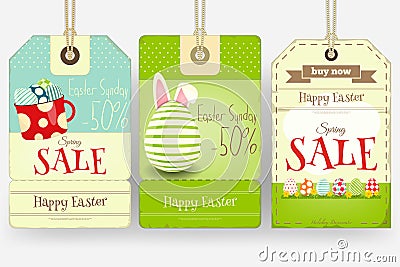 Easter Sale Tags Vector Illustration