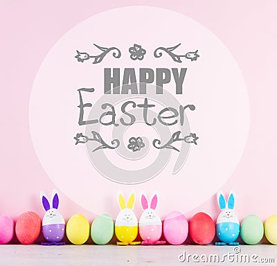Easter scene with colored eggs Stock Photo