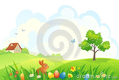 Easter scene Vector Illustration