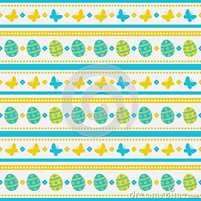 Easter seamless pattern with eggs and butterflies. Vector background. Vector Illustration