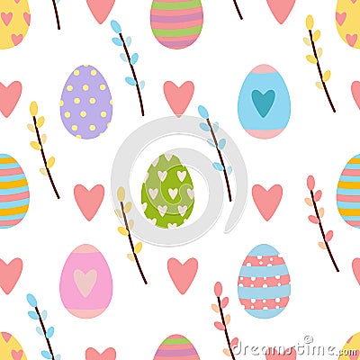 Easter seamless pattern made of hand drawn spring time elements Stock Photo