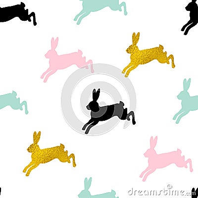 Easter seamless pattern with rabbits Vector Illustration