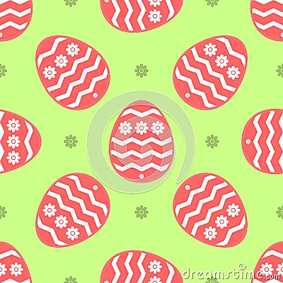 Easter seamless pattern. Repeated cute eggs and flowers. Vector Illustration