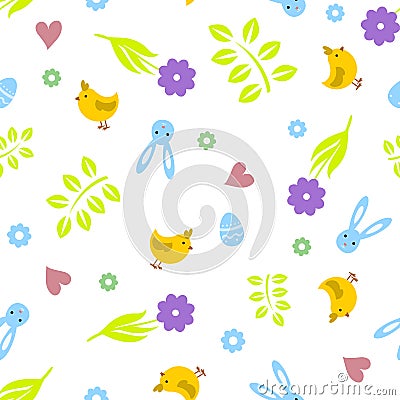 Easter seamless pattern retro vintage design party holiday celebration wallpaper and greeting colorful fabric textile Vector Illustration