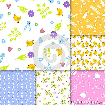 Easter seamless pattern retro vintage design party holiday celebration wallpaper and greeting colorful fabric textile Vector Illustration