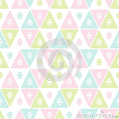 Easter seamless vector pattern with painted eggs and triangles Vector Illustration