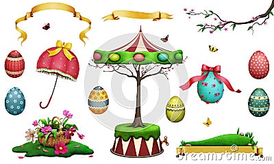 Easter set Cartoon Illustration