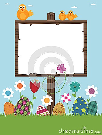 Easter sign post Vector Illustration