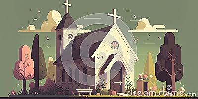 Easter Sunday. Easter vector illustration. Cave. Empty tomb of Jesus. Scripture Cartoon Illustration