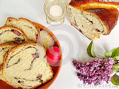 Easter sweet bread, cozonac Stock Photo