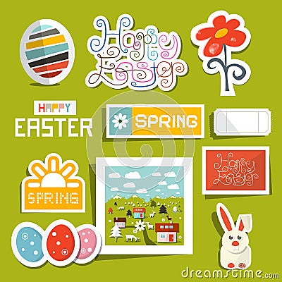 Easter Symbols - Objects Set Vector Illustration