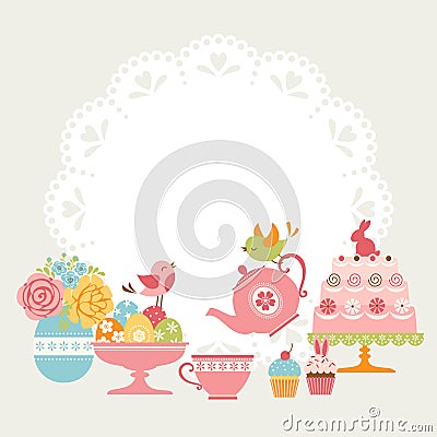 Easter tea party Vector Illustration