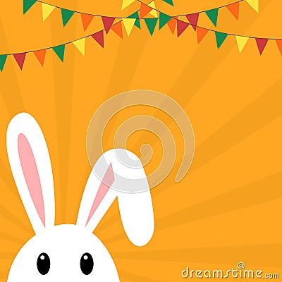 Easter themed banner with bunny and buntings Vector Illustration