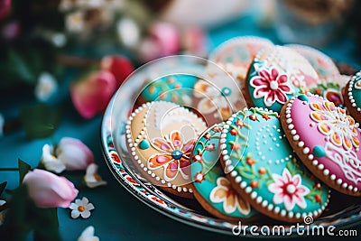 Easter themed Cookies easter holiday theme Stock Photo