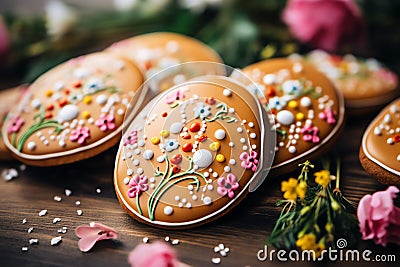 Easter themed Cookies easter holiday theme Stock Photo