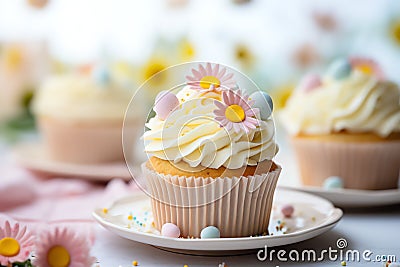 Easter themed Cupcakes easter holiday theme Stock Photo