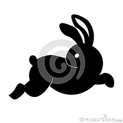 Line art black silhouette rabbit bunny icon poster Cartoon Illustration