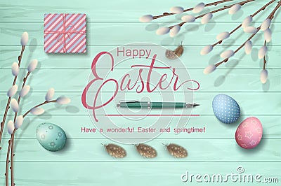 Easter Top View Background Vector Illustration