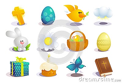 Easter traditional symbols vector collection Vector Illustration