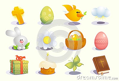 Easter traditional symbols vector set Vector Illustration