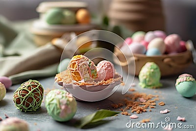 Easter Treats on Pastel Background Stock Photo