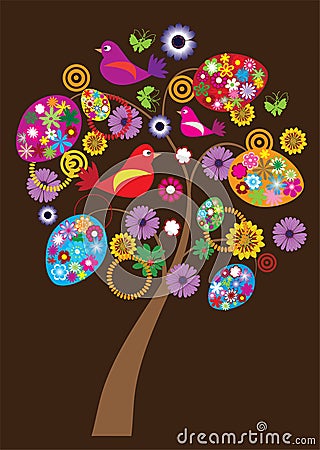 Easter tree Vector Illustration